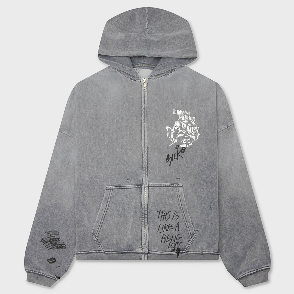 Carrying The Message Zip Hoodie - Gray