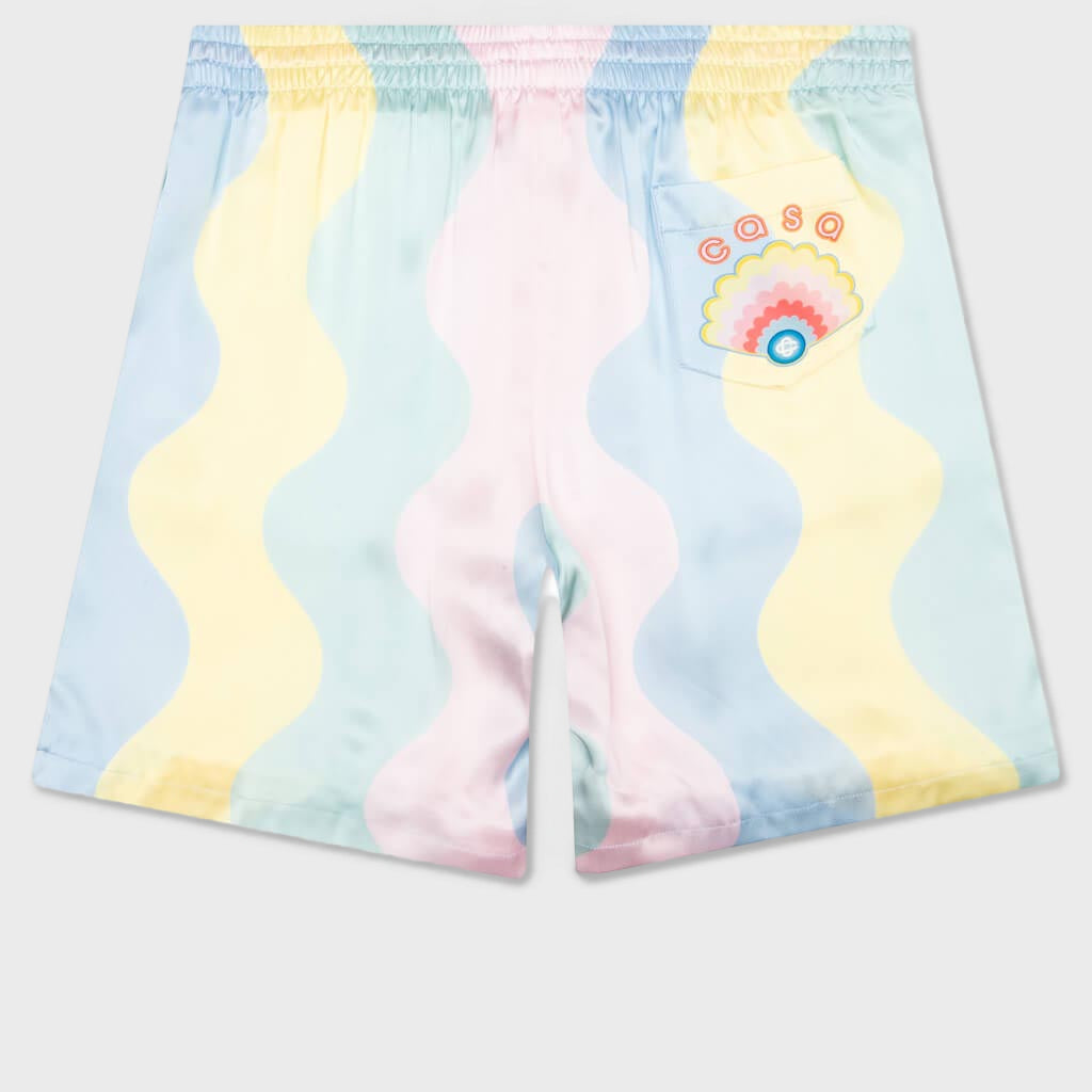 Casa Shell Wave Silk Shorts w/ Drawstrings - Multi