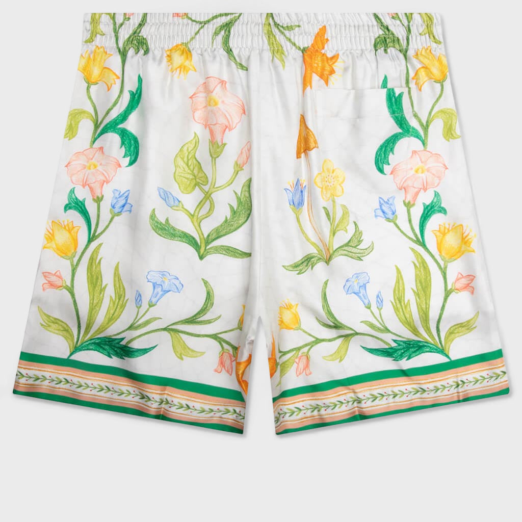 L'Arche Fleurie Silk Twill Shorts - Multi