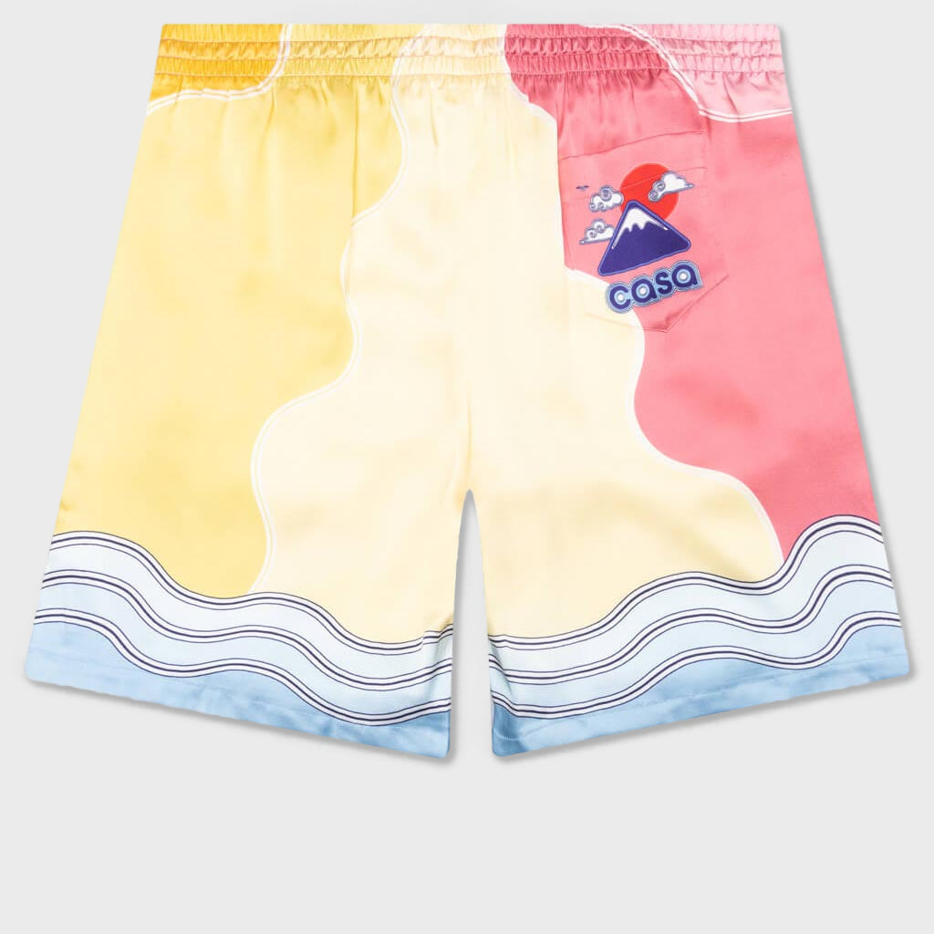 Soleil Levant Silk Shorts w/Drawstrings - Multi
