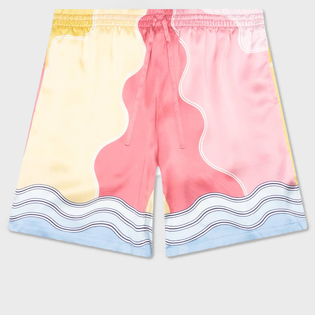 Soleil Levant Silk Shorts w/Drawstrings - Multi