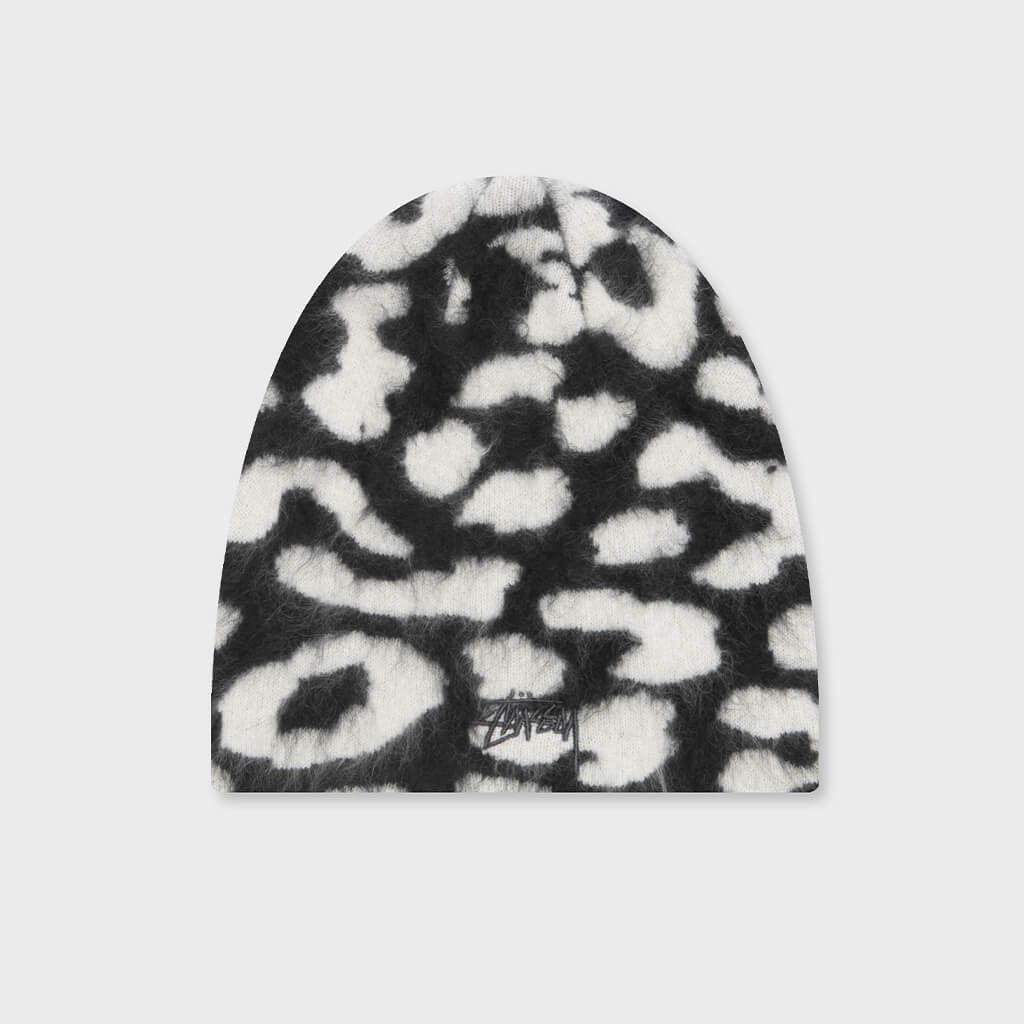 Cashmere Leopard Skullcap - Black