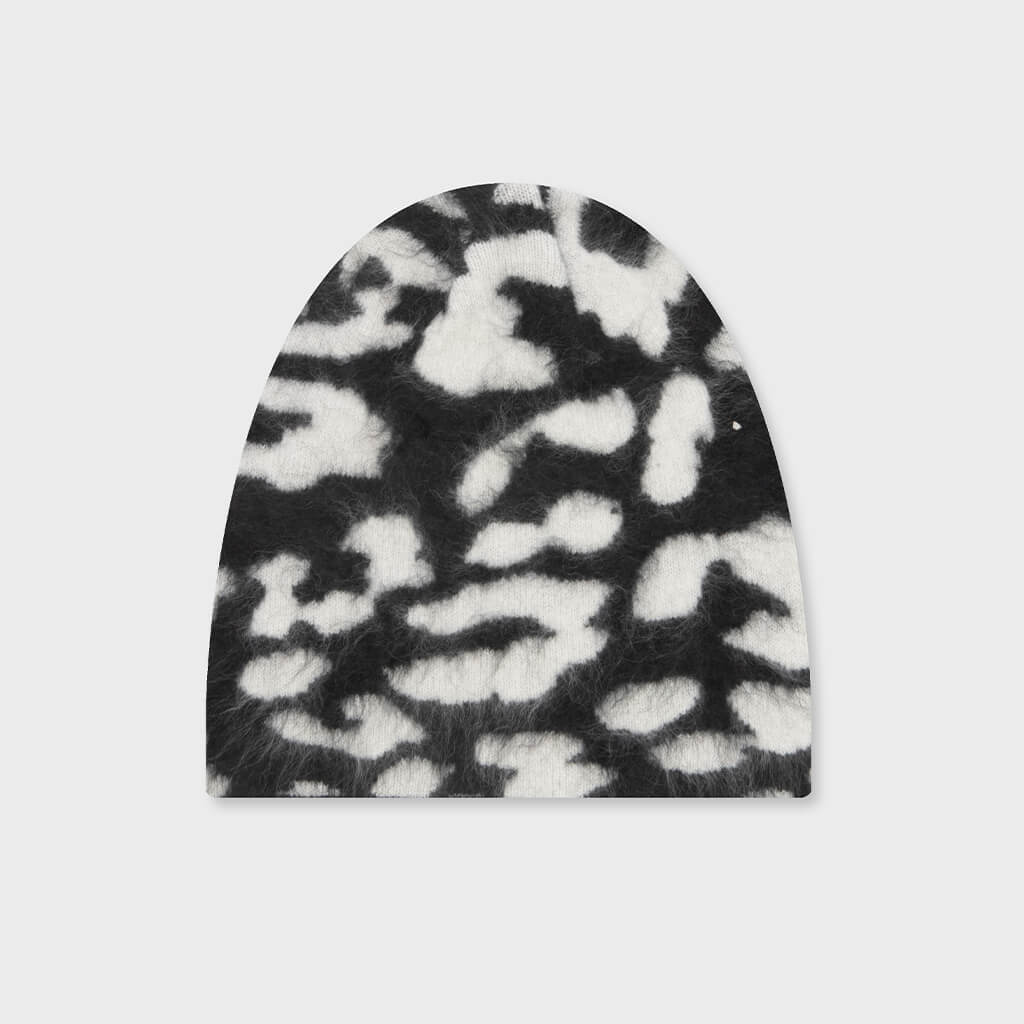 Cashmere Leopard Skullcap - Black