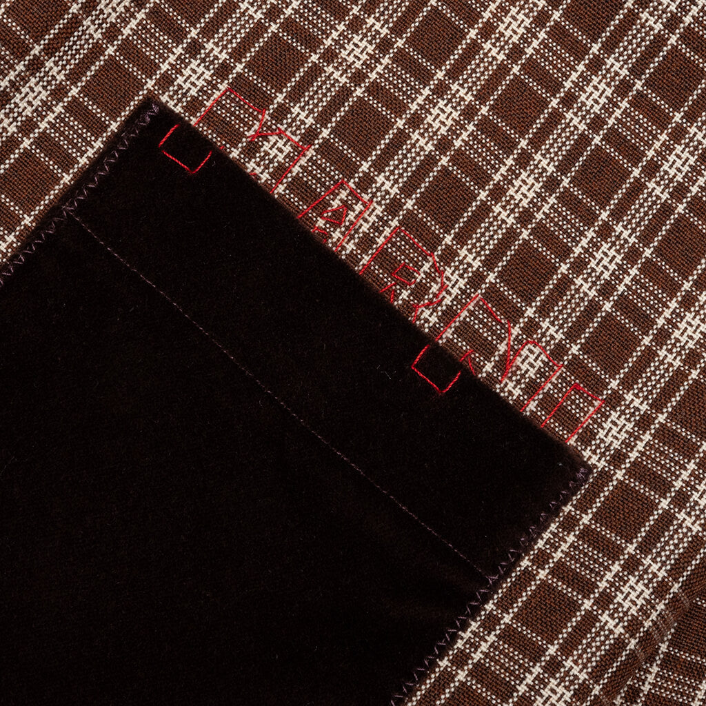 Check Grain De Poudre Wool Shirt - Maroon