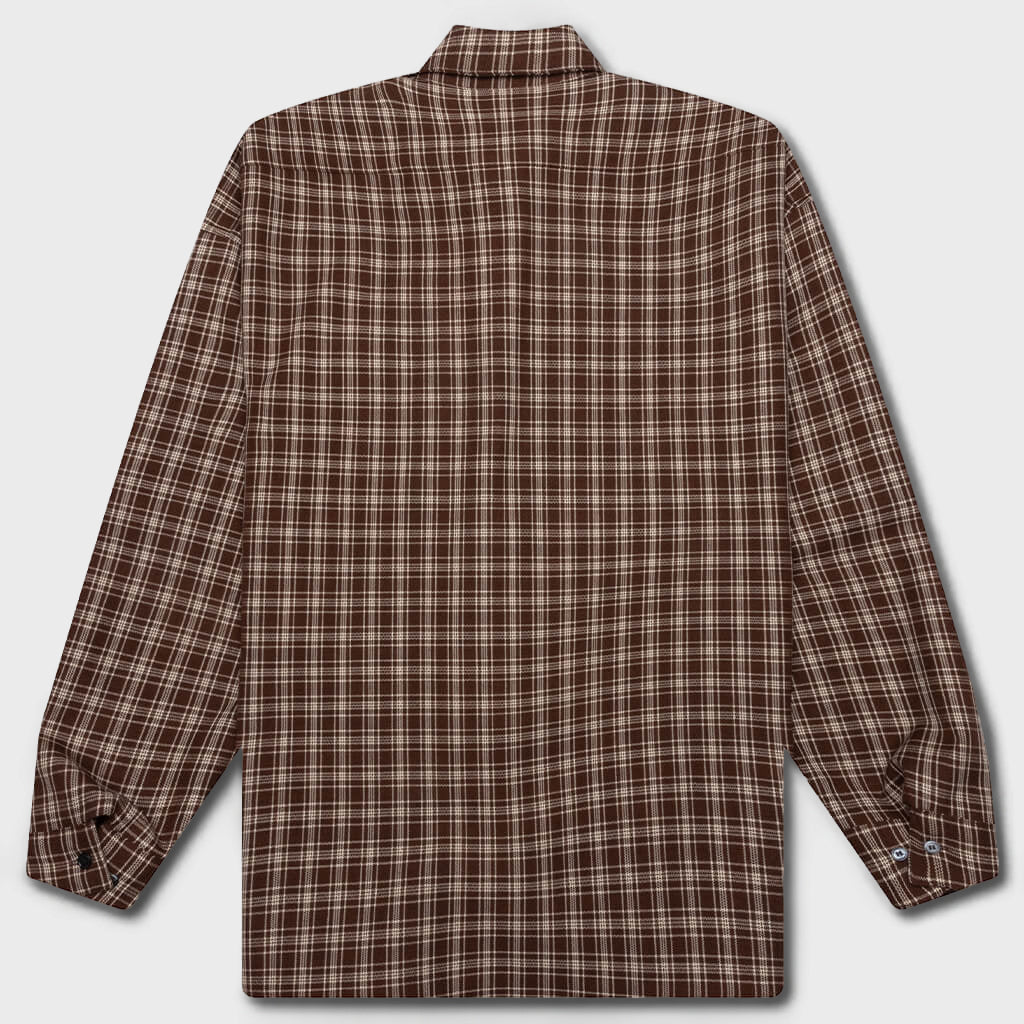 Check Grain De Poudre Wool Shirt - Maroon