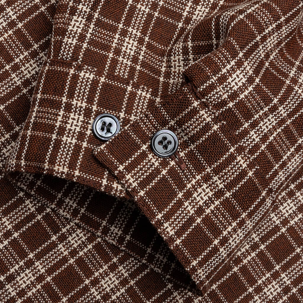 Check Grain De Poudre Wool Shirt - Maroon