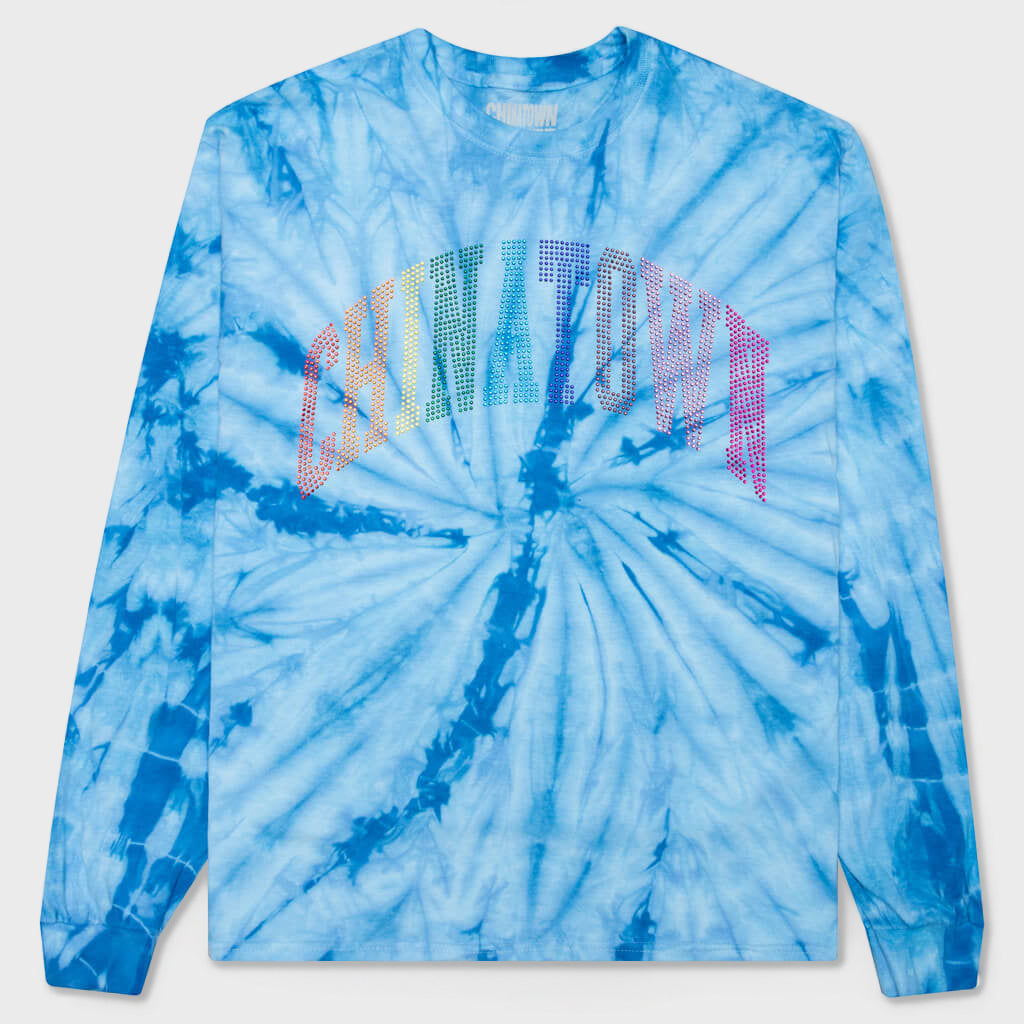 Chinatown Rainbow Rhinestone Arc Tie Dye L/S - Spiral Tie Dye
