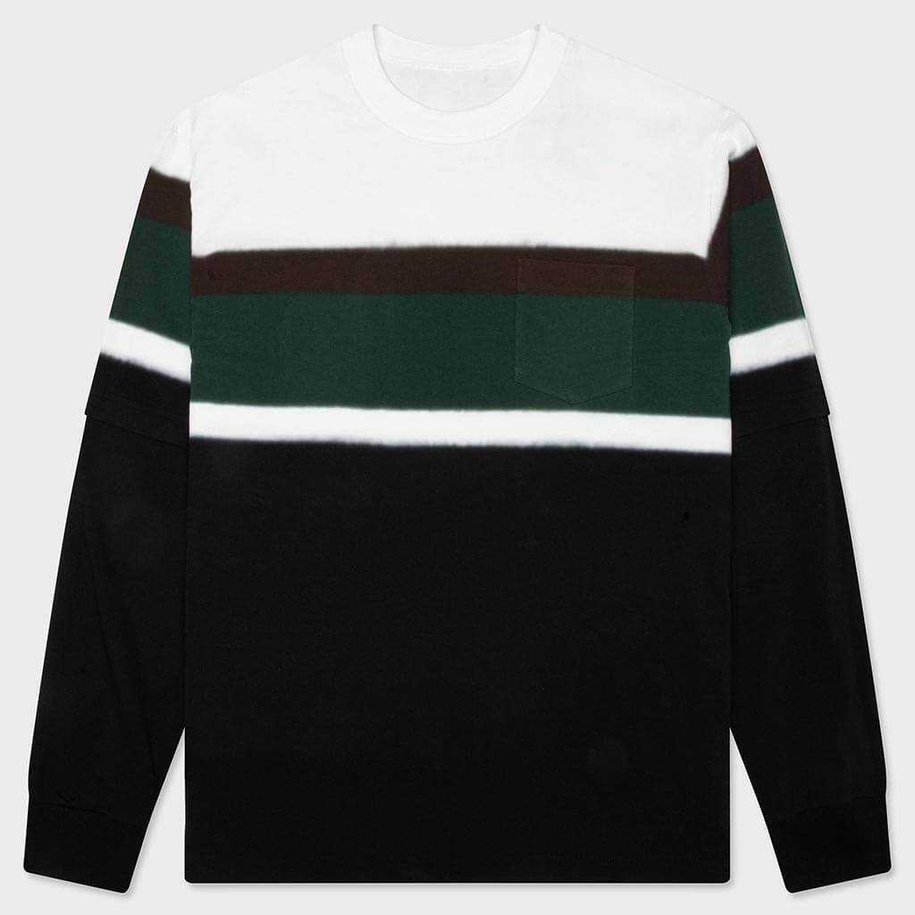 Chusen-Dyed Cotton Jersey L/S T-Shirt - Black/Multi