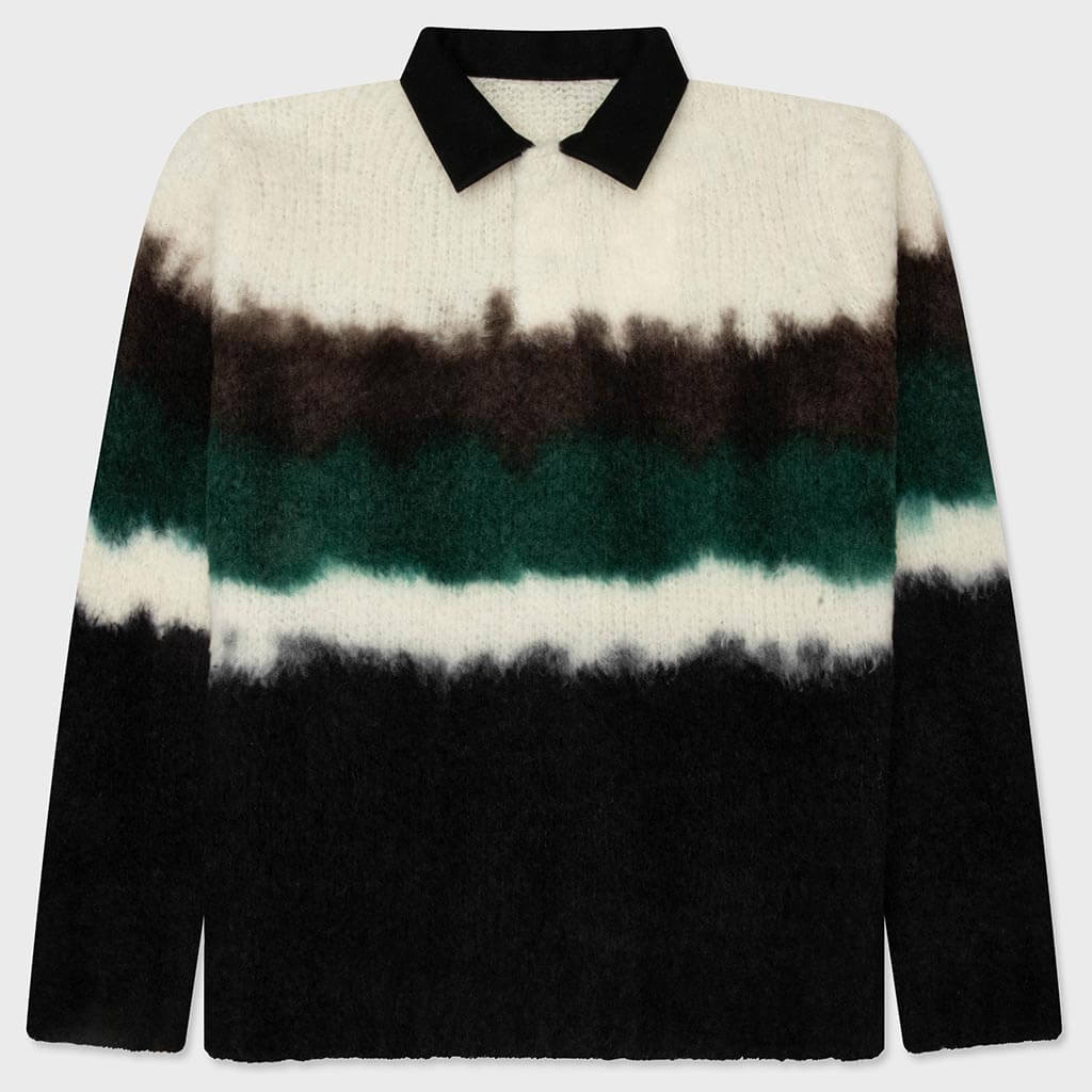 Chusen-Dyed Knit Polo Shirt - Black/Multi