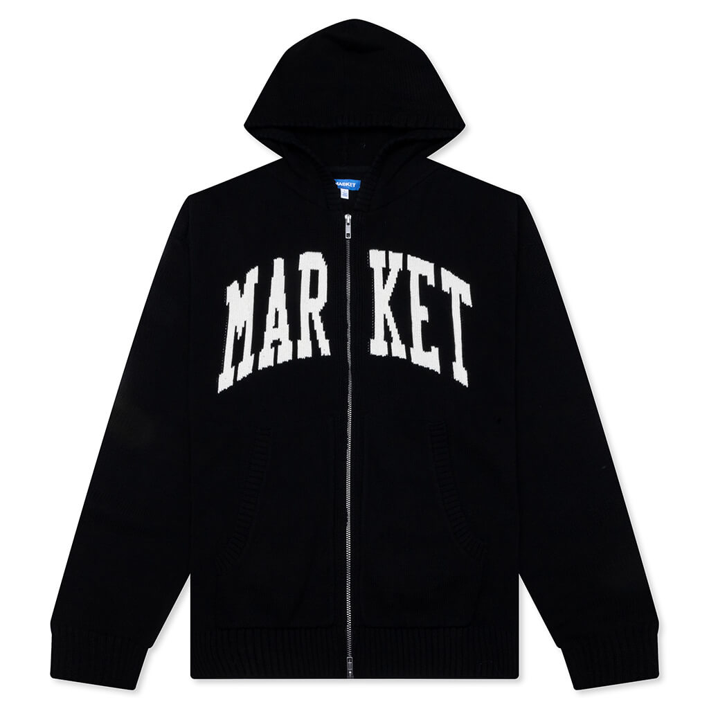 Classic Market Arc Full Zip Sweater Hoodie - Pirate Black