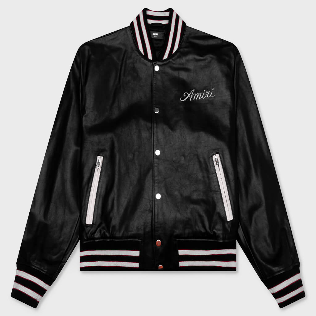 Club Amiri Leather Varsity - Black