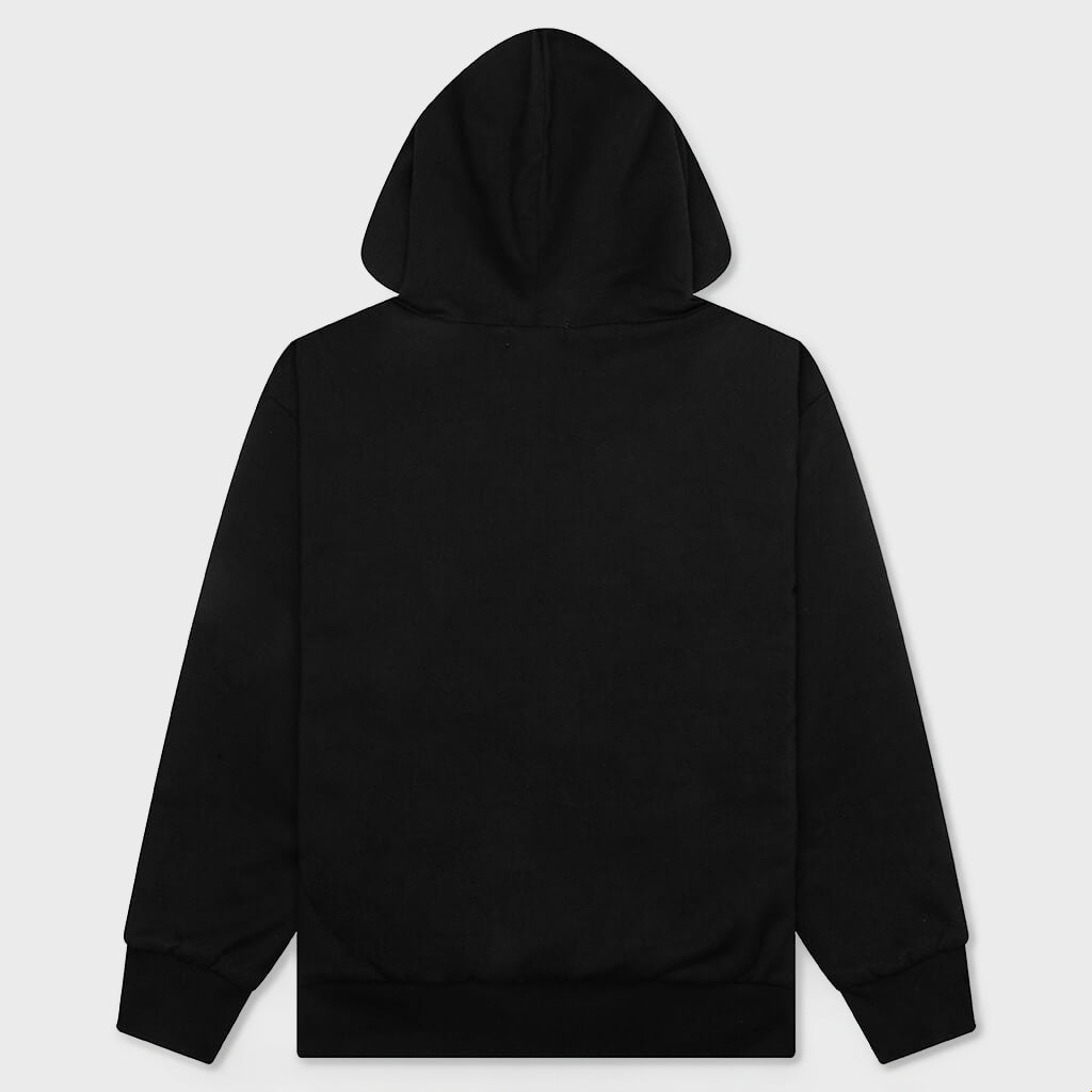 College Puffy Relaxed Fit Pullover Hoodie - Black