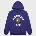 College Puffy Relaxed Fit Pullover Hoodie - Blue