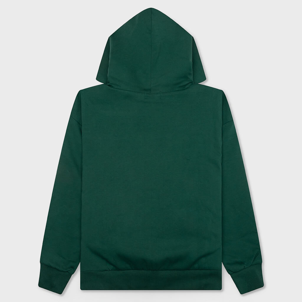 College Puffy Relaxed Fit Pullover Hoodie - Green