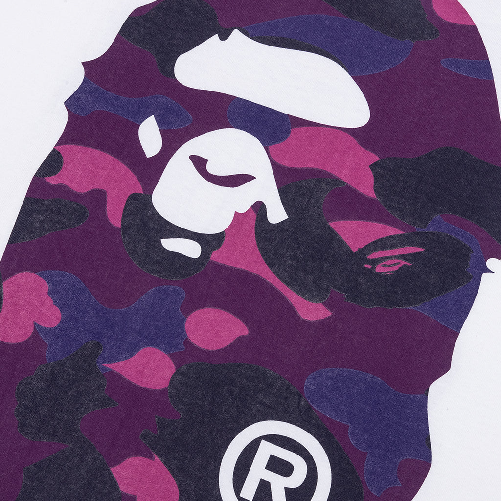Color Camo Big Ape Head Tee - White/Purple