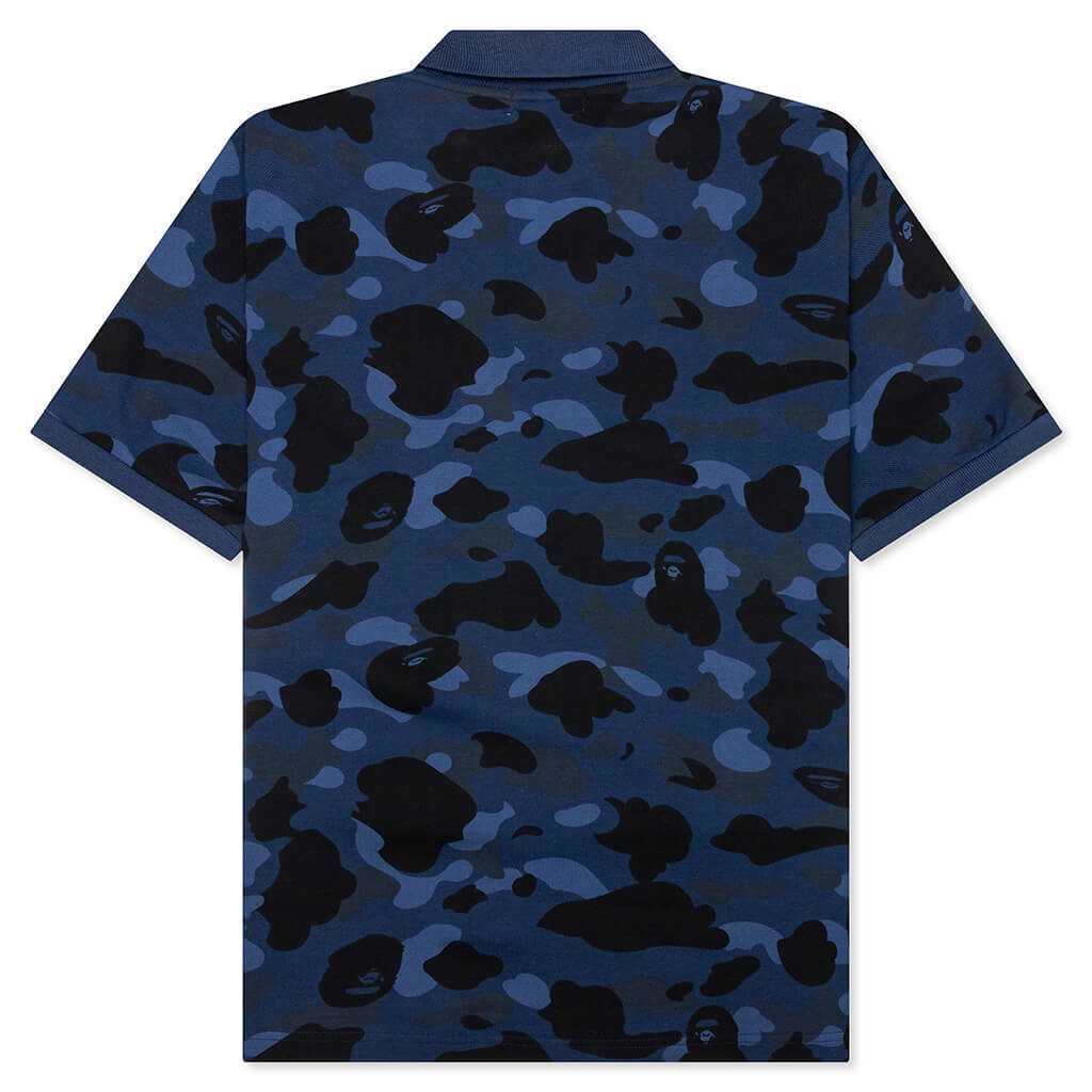 Color Camo Large Ape Head Relaxed Fit Polo Shirt - Navy
