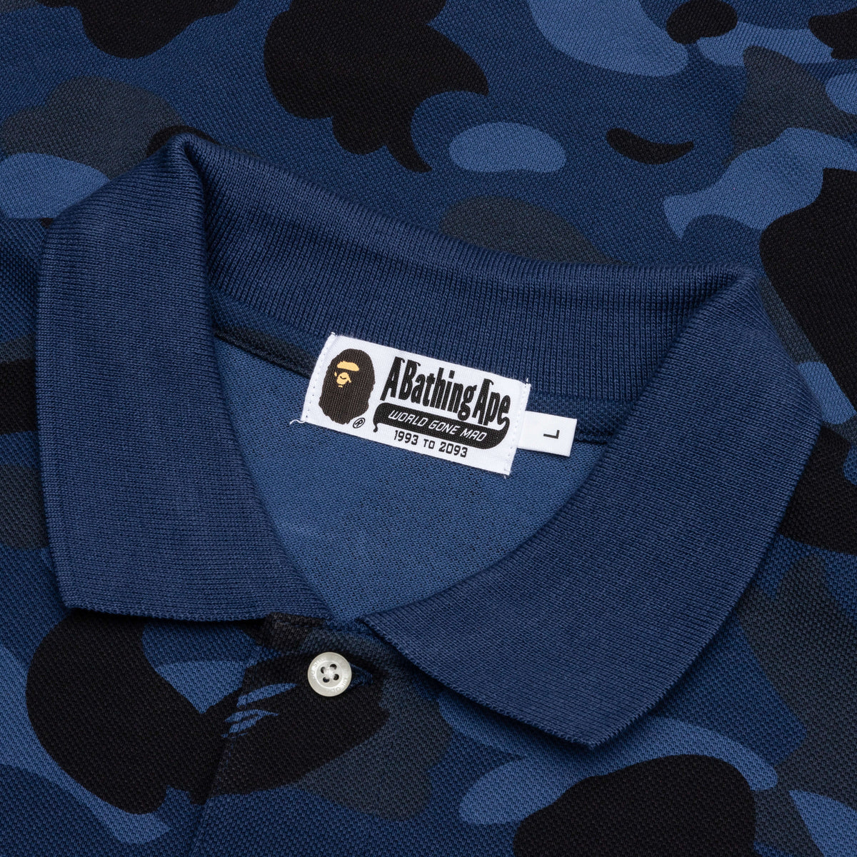 Color Camo Large Ape Head Relaxed Fit Polo Shirt - Navy