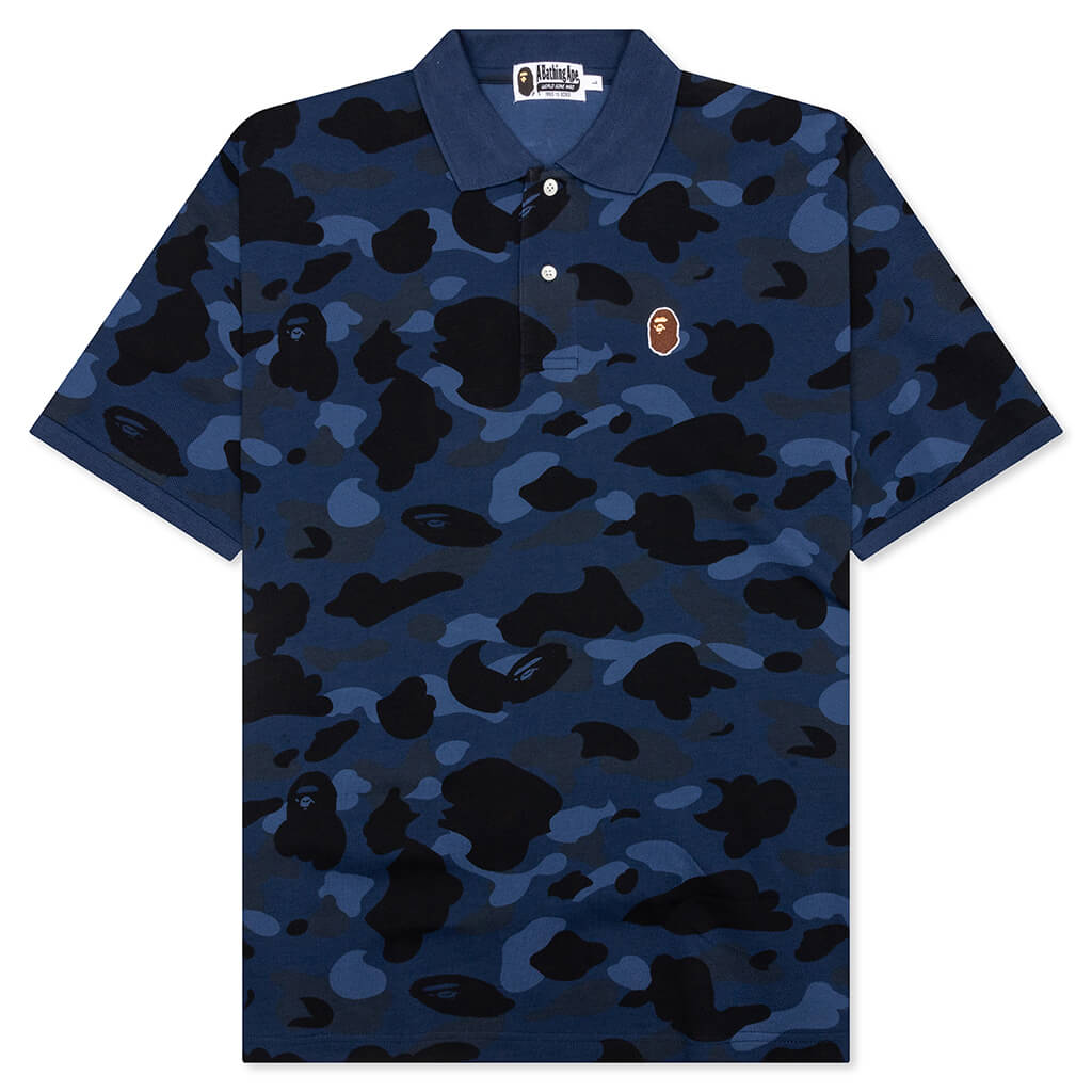 Color Camo Large Ape Head Relaxed Fit Polo Shirt - Navy
