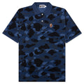 Color Camo Large Ape Head Relaxed Fit Polo Shirt - Navy