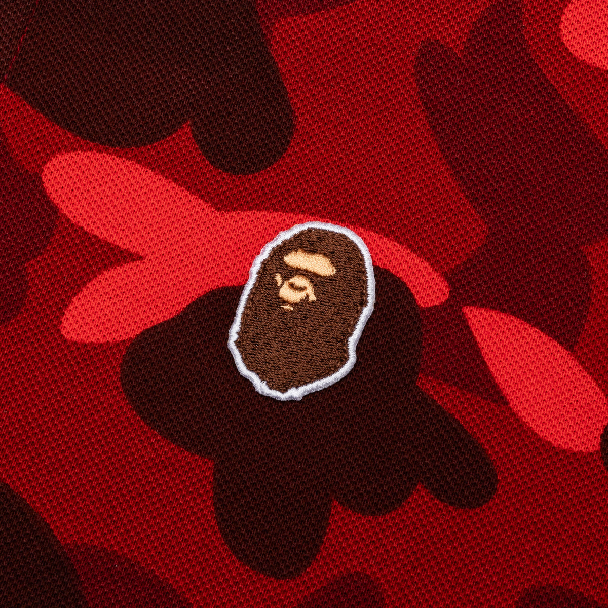 Color Camo Large Ape Head Relaxed Fit Polo Shirt - Red