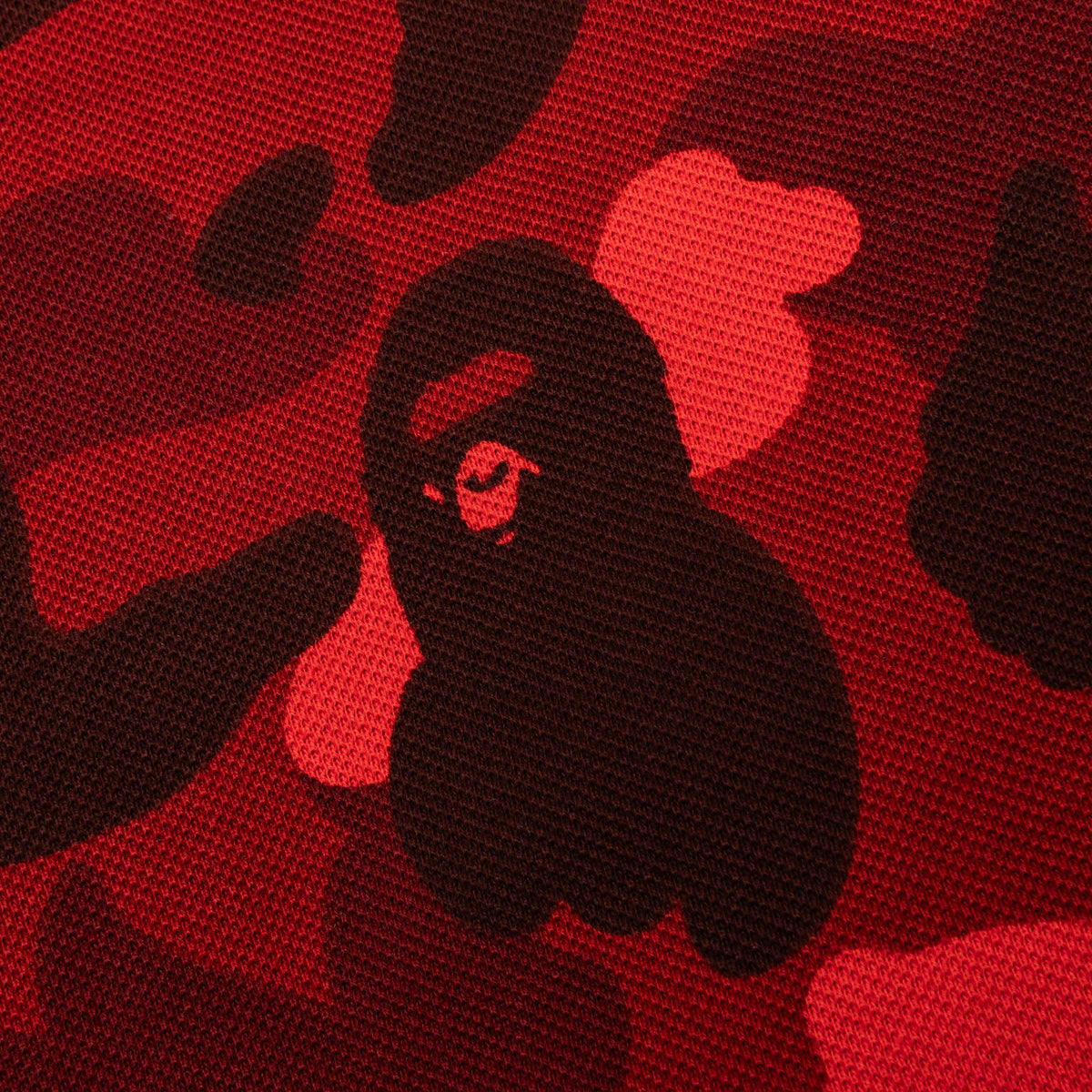 Color Camo Large Ape Head Relaxed Fit Polo Shirt - Red