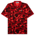 Color Camo Large Ape Head Relaxed Fit Polo Shirt - Red