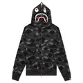 Color Camo Shark Full Zip Hoodie - Black