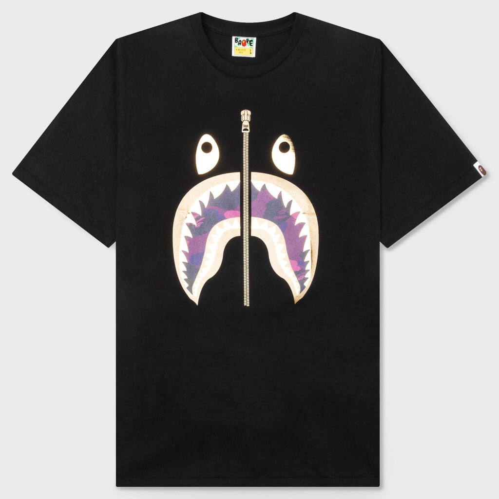 Color Camo Shark Tee - Black/Purple
