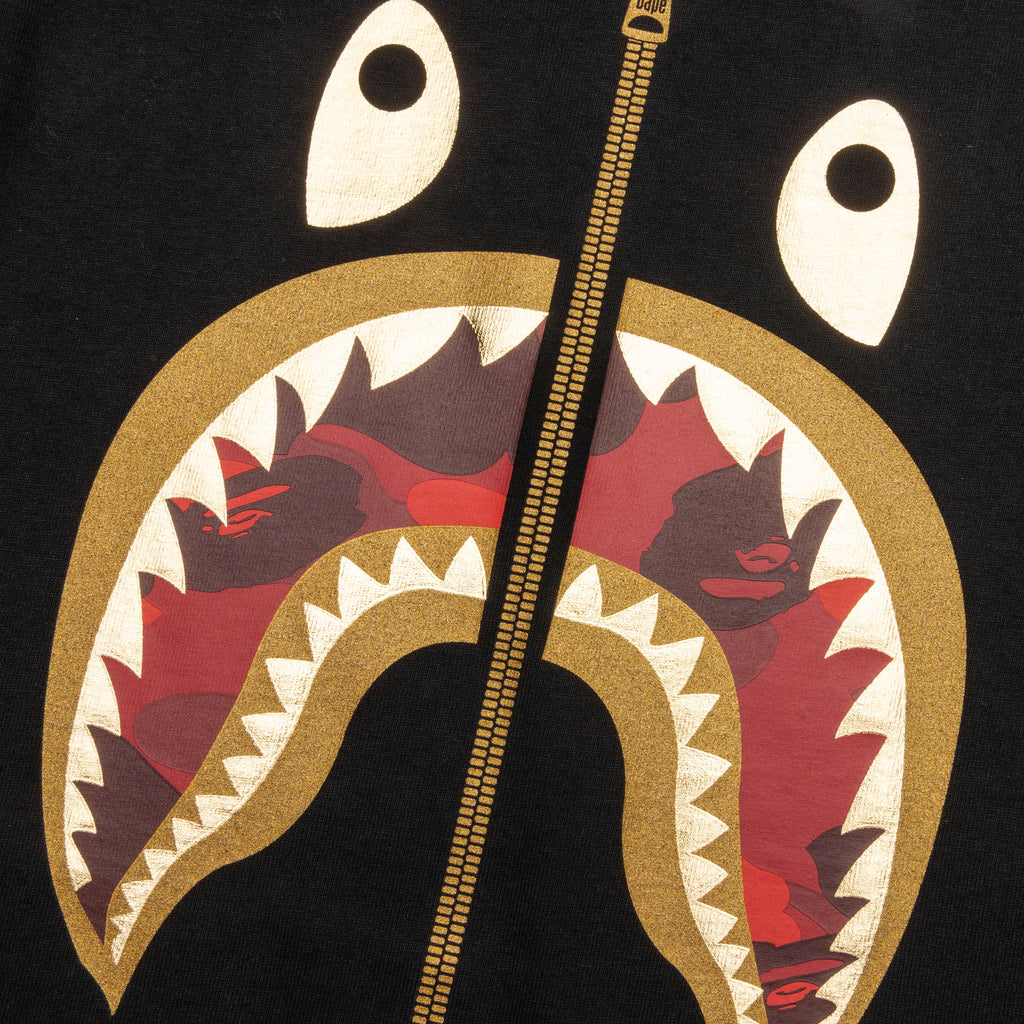 Kid's Color Camo Shark Tee - Black/Red