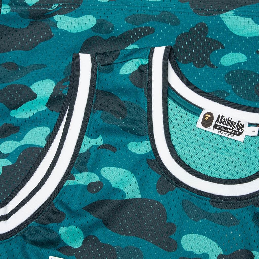 Color Camo Mesh Multi Logo Relaxed Fit Tank Top - Green