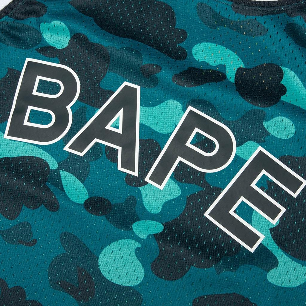 Color Camo Mesh Multi Logo Relaxed Fit Tank Top - Green