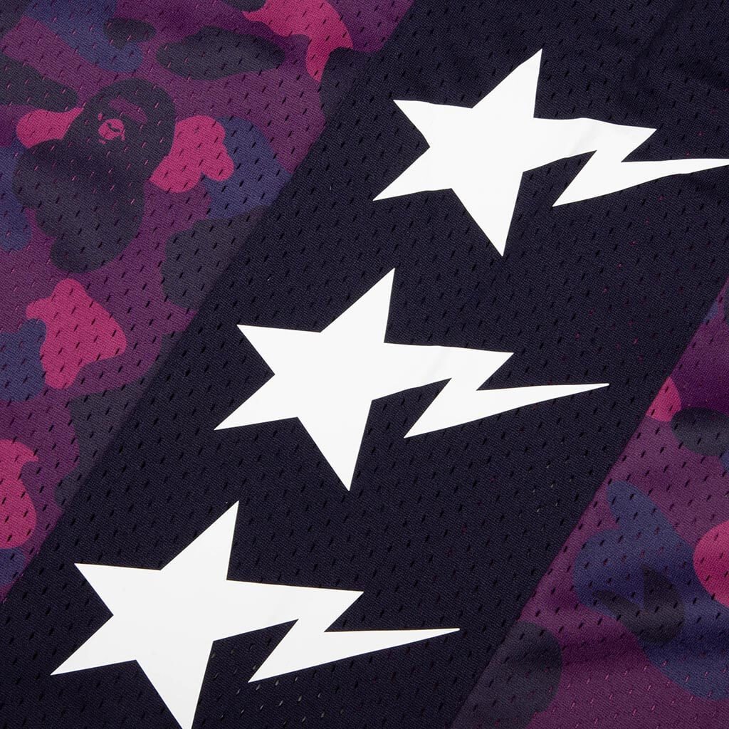 Color Camo Mesh Multi Logo Relaxed Fit Tank Top - Purple