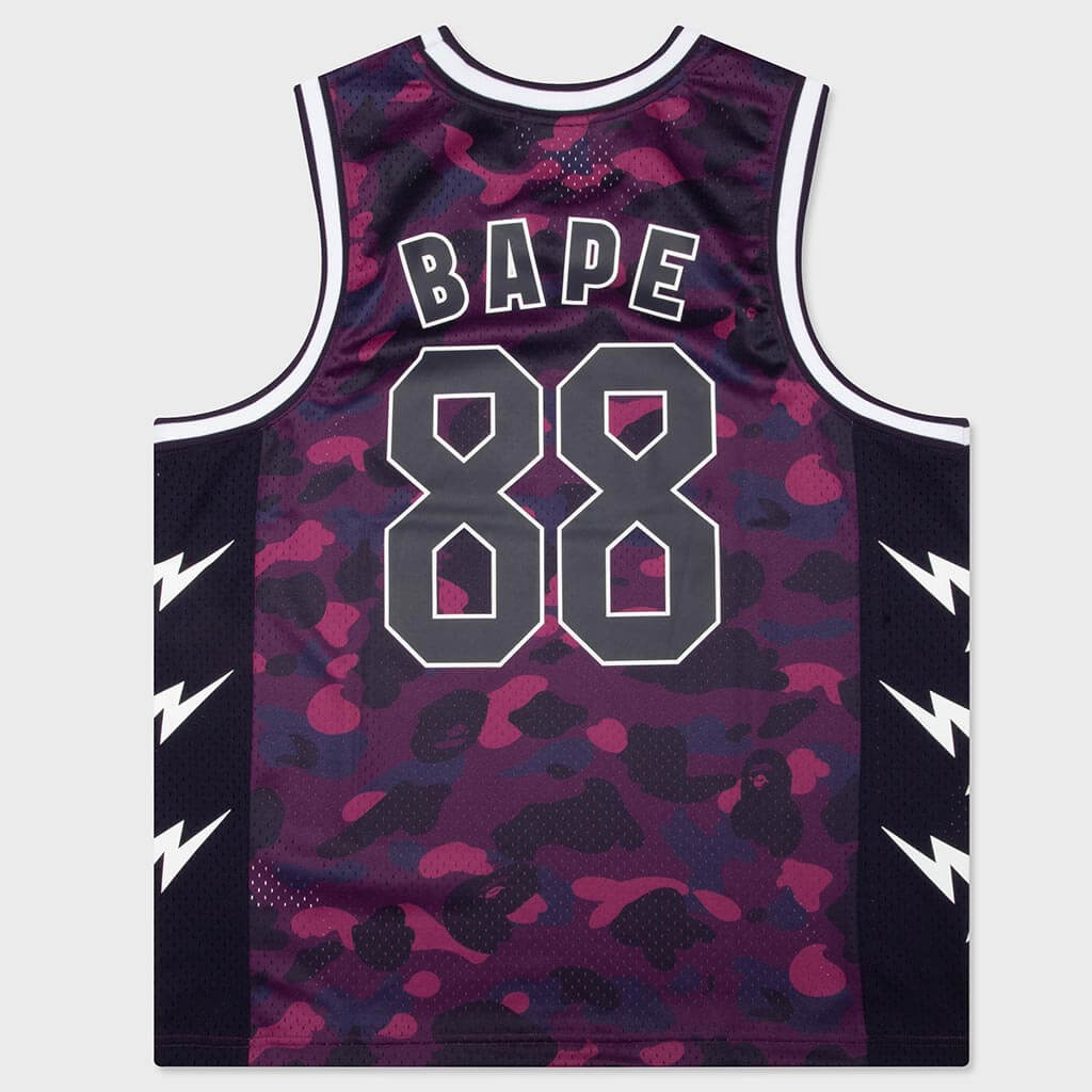 Color Camo Mesh Multi Logo Relaxed Fit Tank Top - Purple