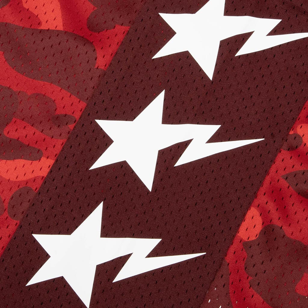 Color Camo Mesh Multi Logo Relaxed Fit Tank Top - Red