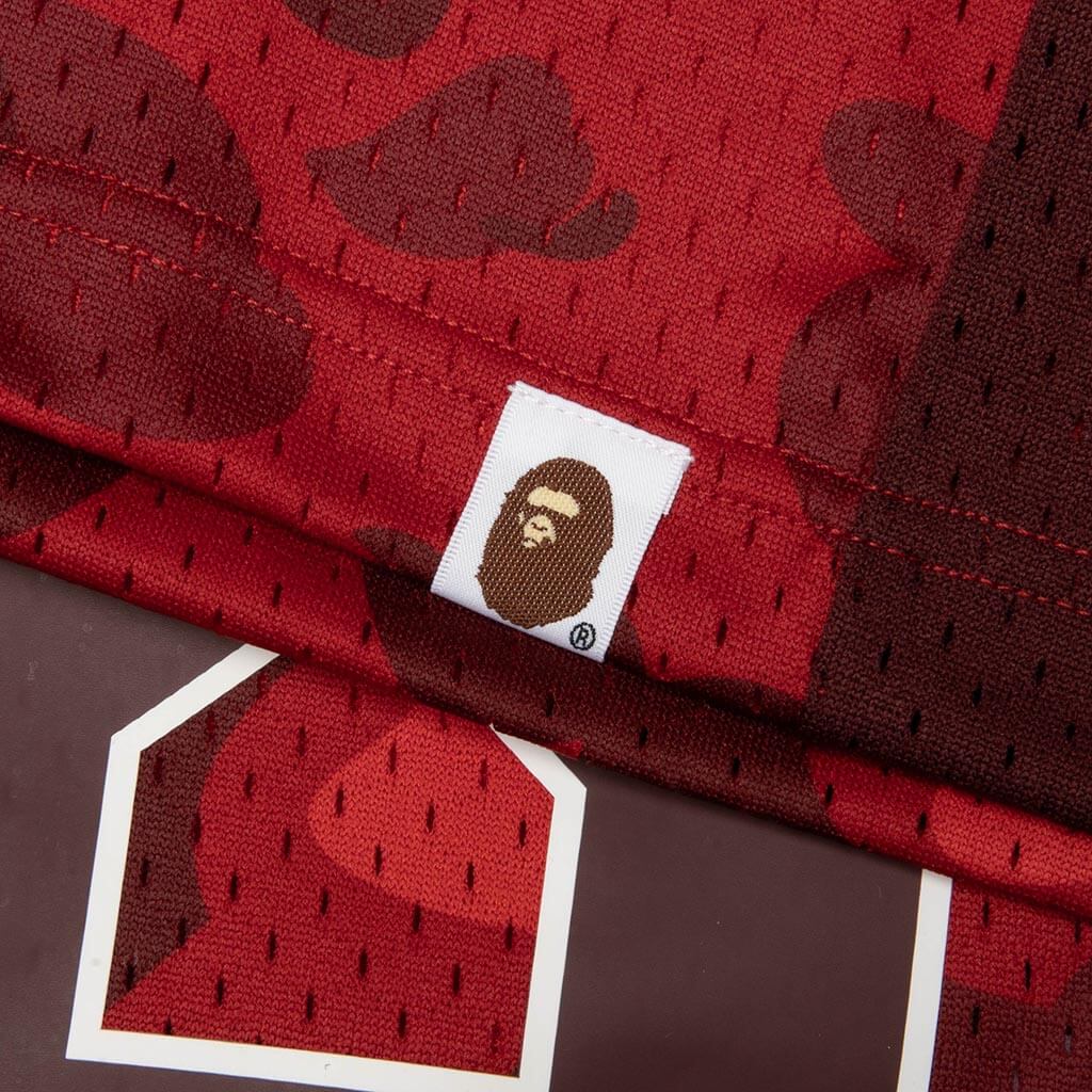Color Camo Mesh Multi Logo Relaxed Fit Tank Top - Red