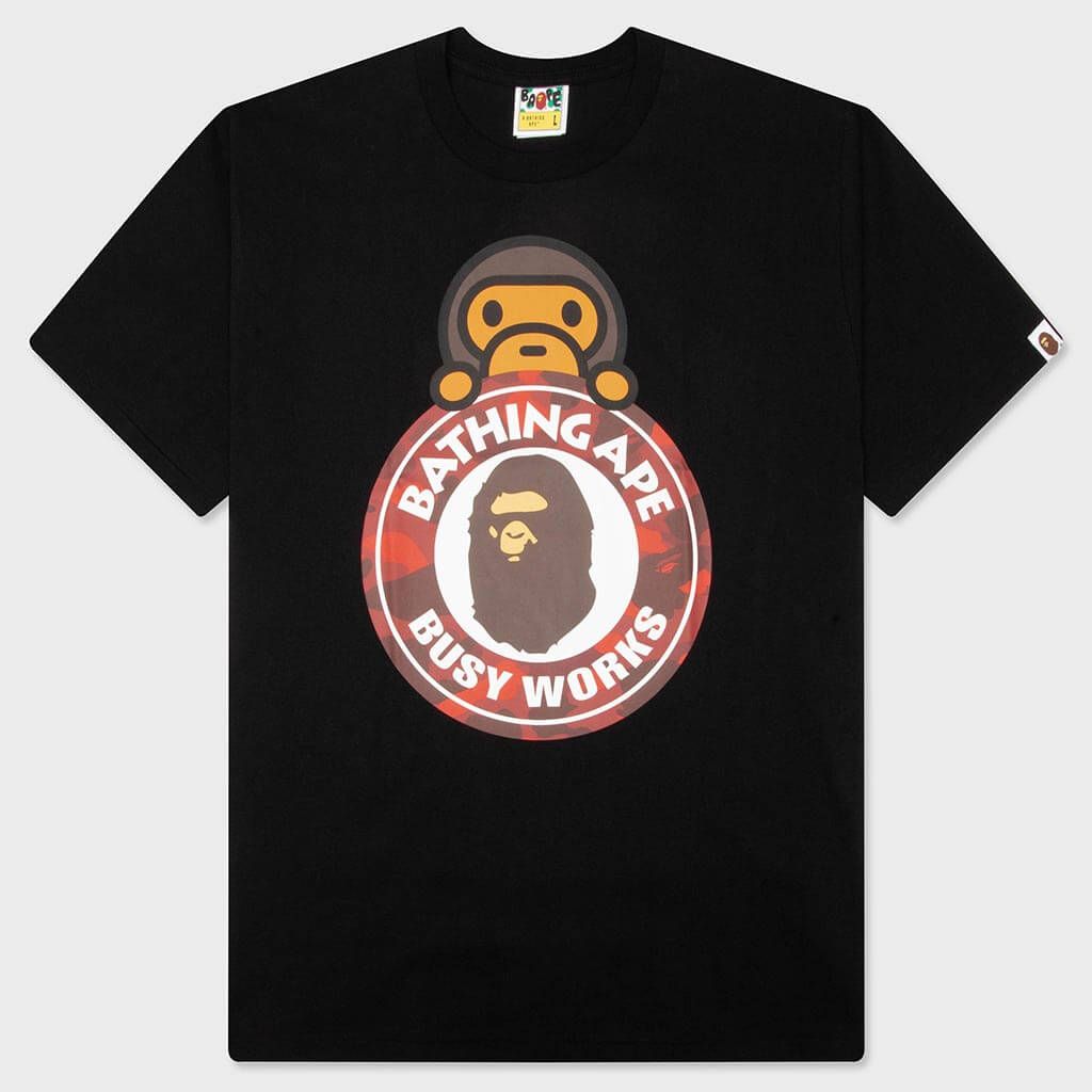 Color Camo Milo On Busy Works Tee - Black/Red