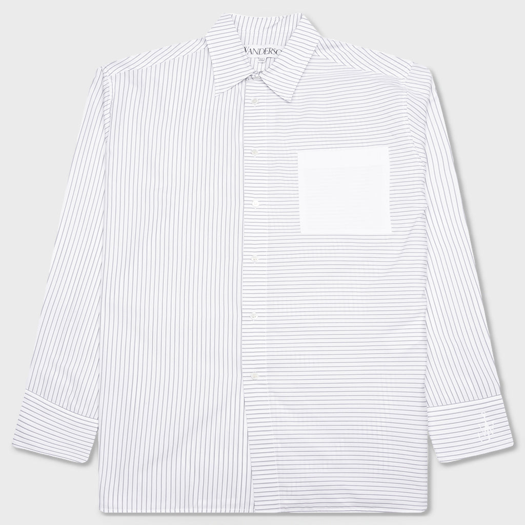 Contrast Patch Pocket Shirt - Grey/White