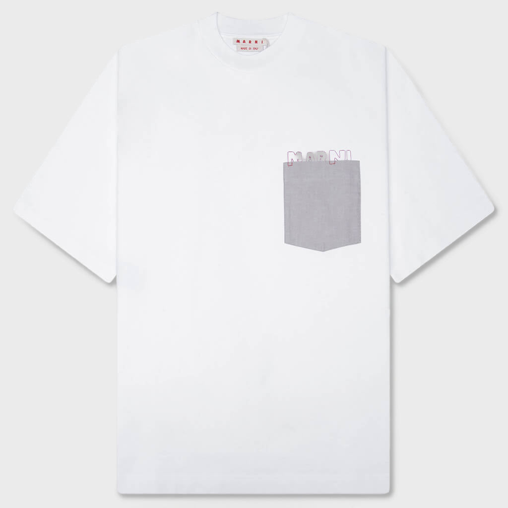 Contrast Pocket T-Shirt - Lily White
