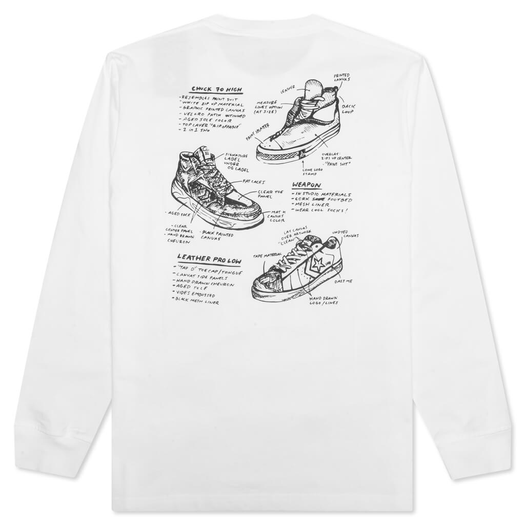 Vides Long Sleeve Pocket Tee - White