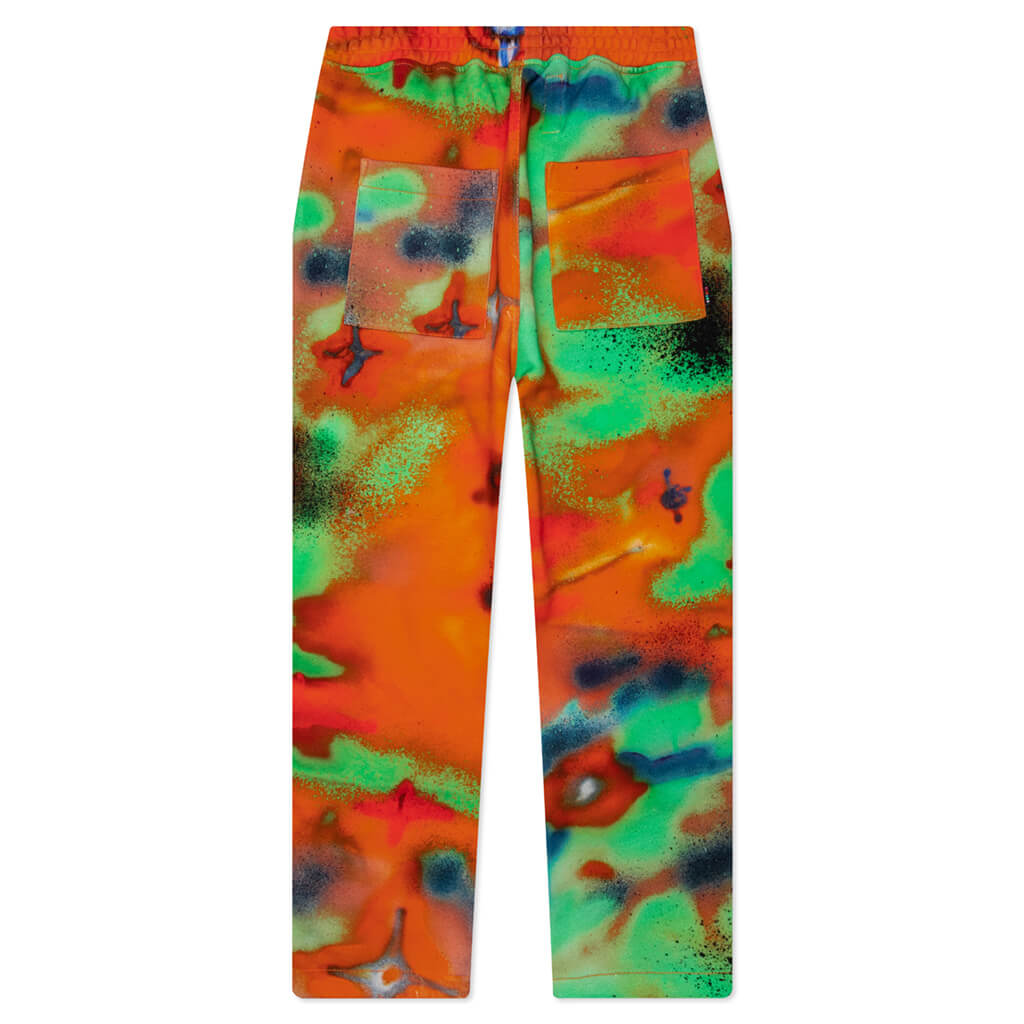 Wide Leg Fleece Pant - Orange/Red