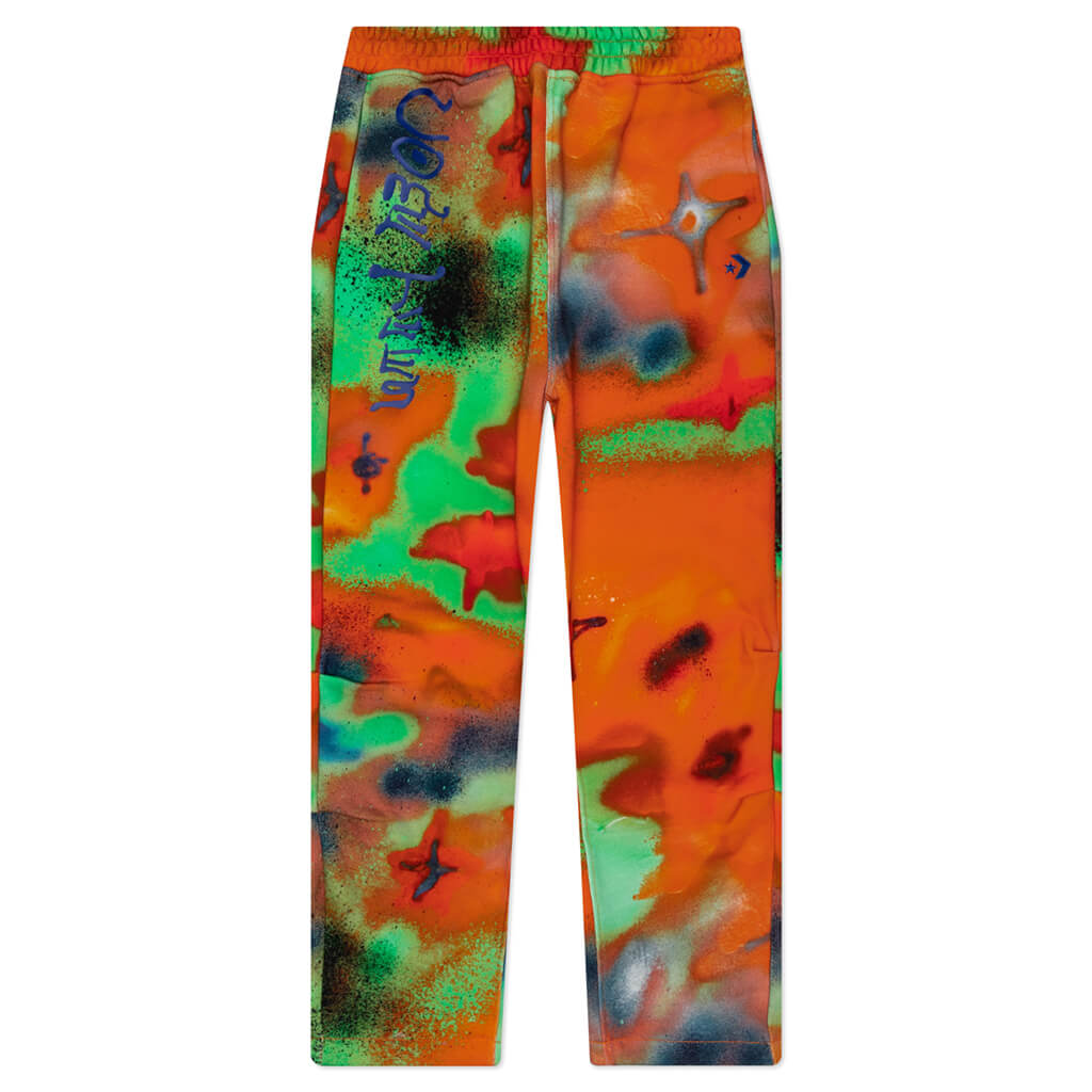 Wide Leg Fleece Pant - Orange/Red
