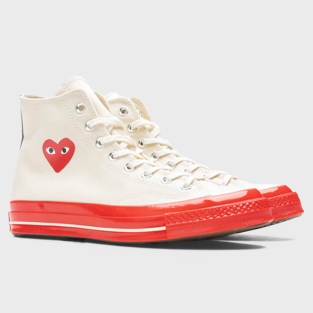 All Star Chuck '70 Hi Red Sole - White