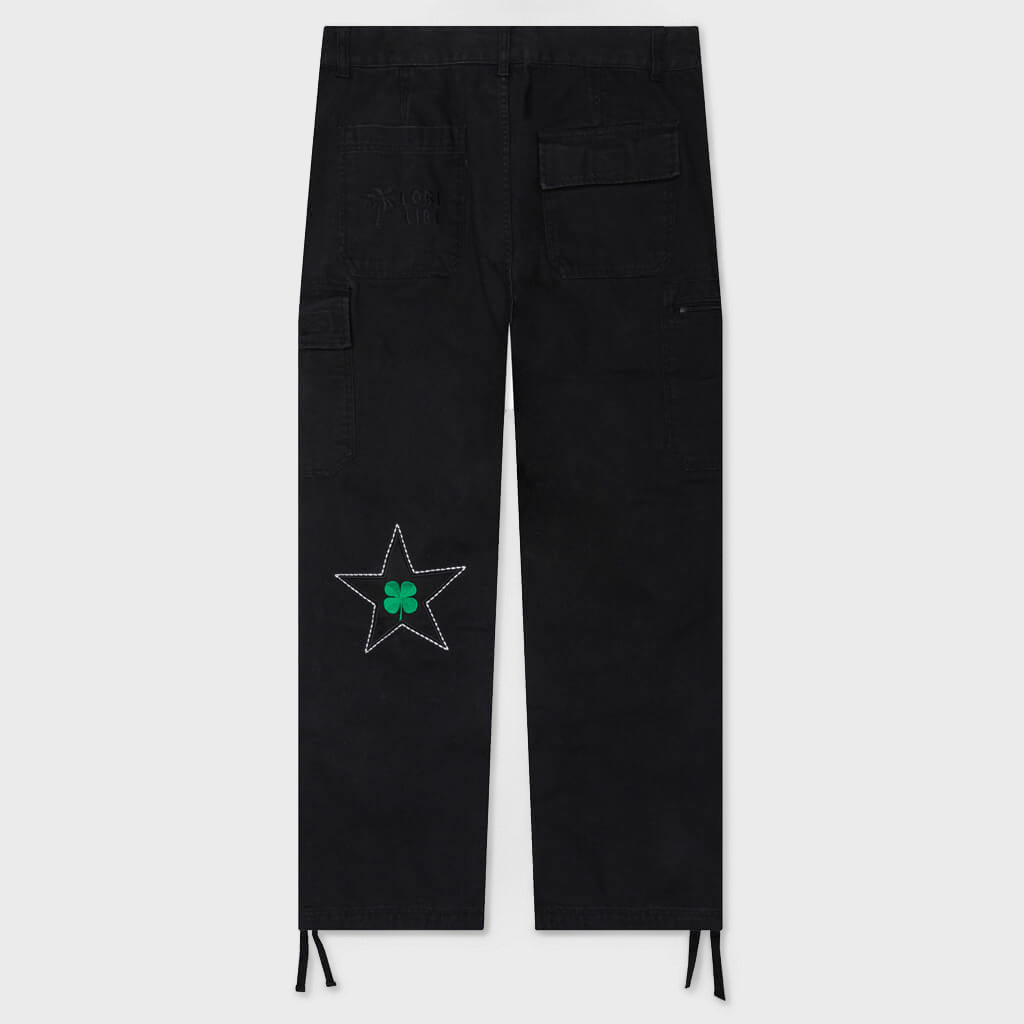 Four-Leaf Clover Cargo Pant - Black