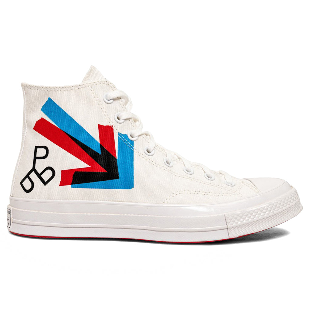 Chuck 70 Hi - White/Fiery Red/Diva Blue