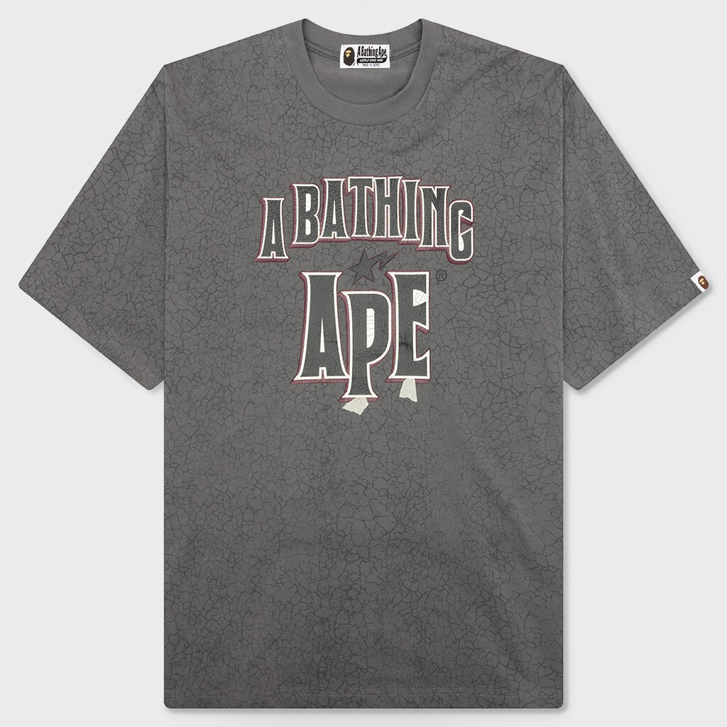Crack Print Pattern Logo Relaxed Fit Tee - Black