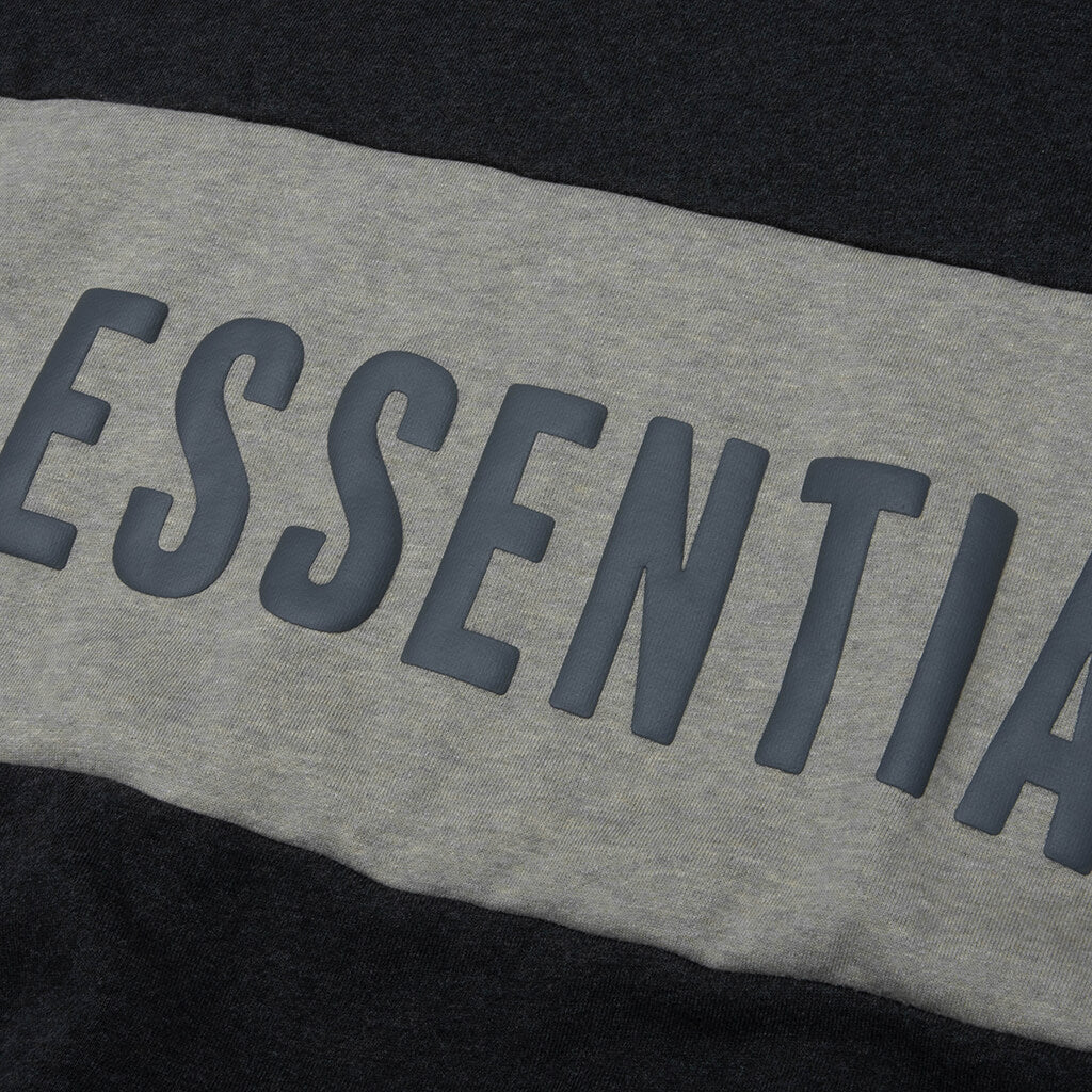 Cropped Relaxed Panelled Hoodie - Iron Grey Heather/Seal Heather