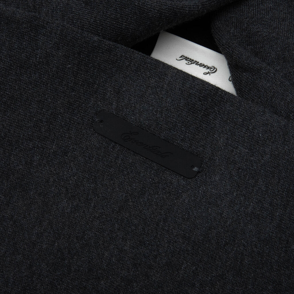 Cropped Relaxed Panelled Hoodie - Iron Grey Heather/Seal Heather