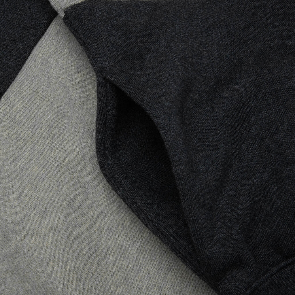 Cropped Relaxed Panelled Hoodie - Iron Grey Heather/Seal Heather