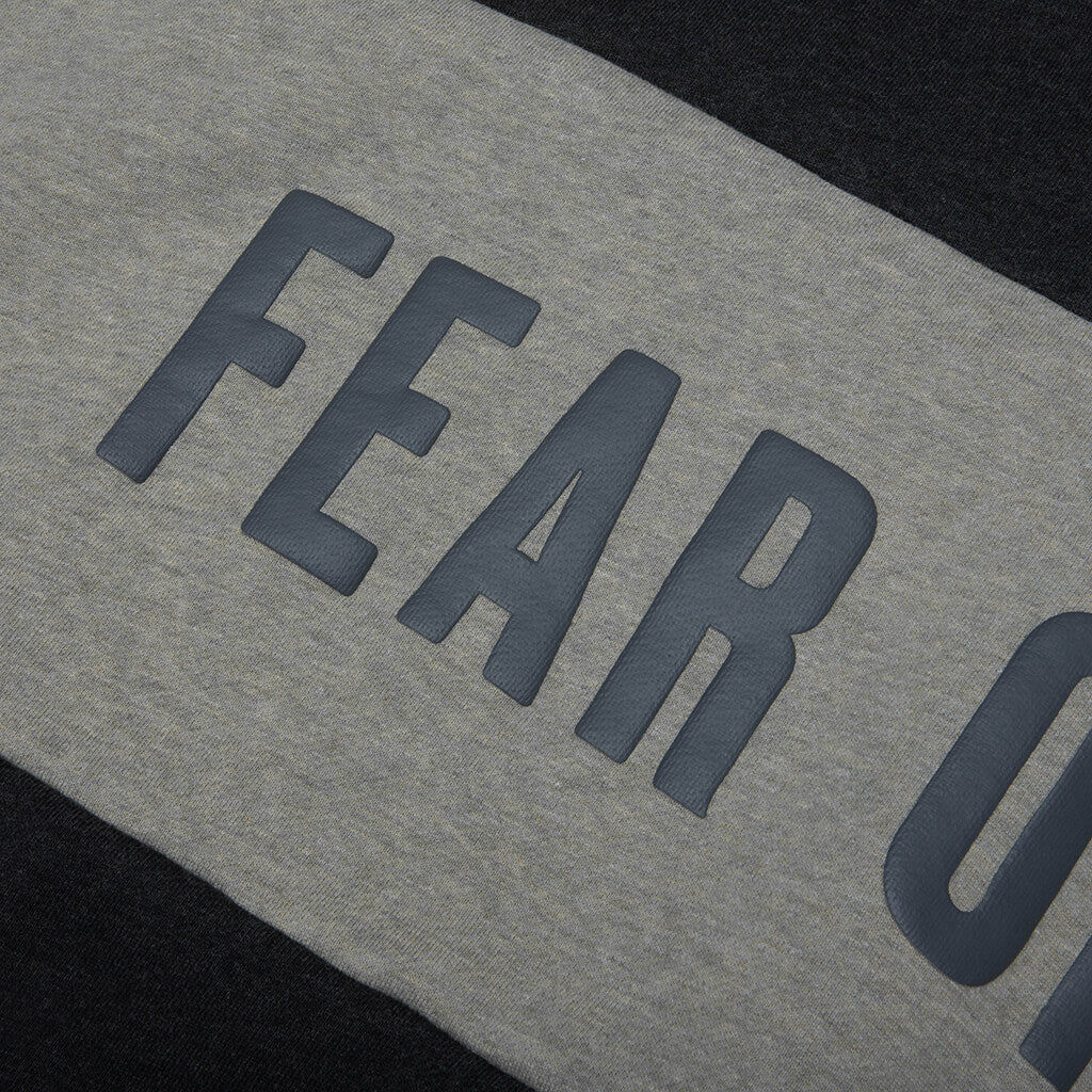 Cropped Relaxed Panelled Hoodie - Iron Grey Heather/Seal Heather