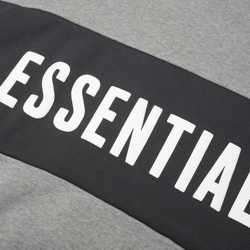 Cropped Relaxed Panelled Hoodie - Seal Heather/Iron Grey